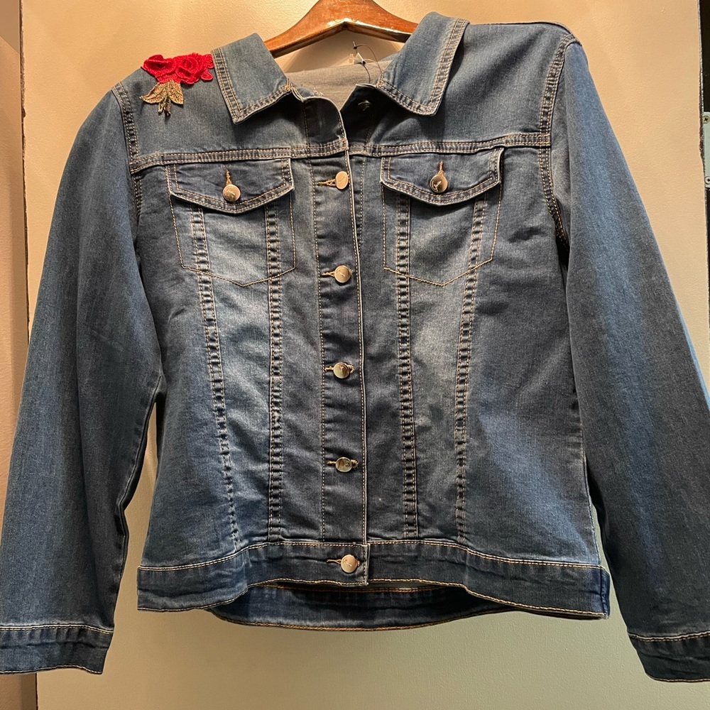 Rose Embroidered Jean Jacket
